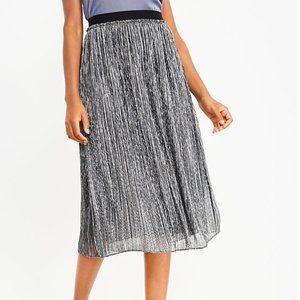 Loft Shimmer Midi Skirt - Black/Silver